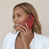 Red Personalized iPhone Case With Leather - Snap Bands