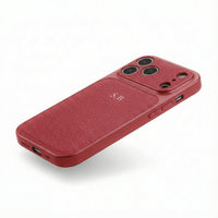Red Personalized iPhone Case With Leather - Snap Bands