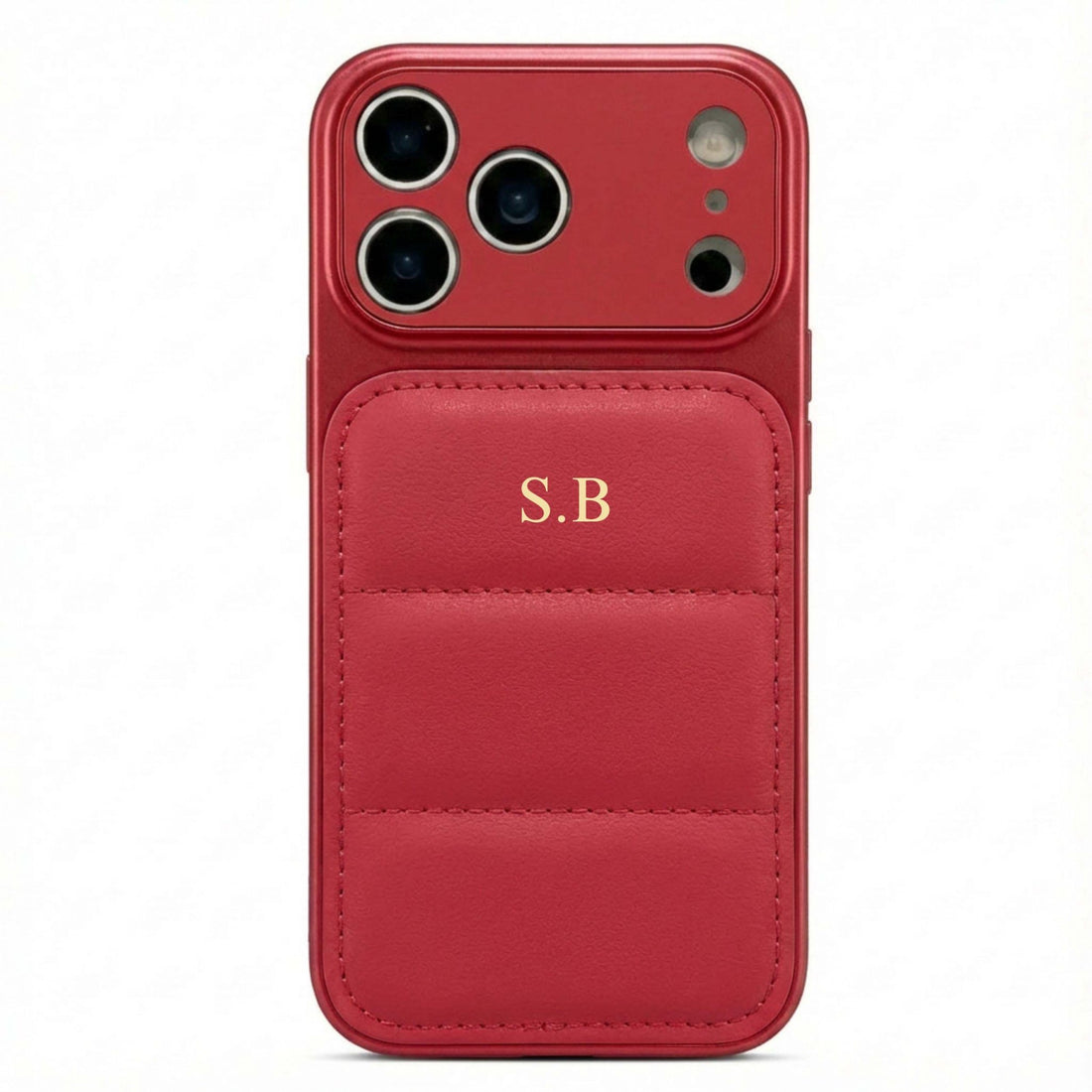 Red Personalized iPhone Leather Case - Snap Bands