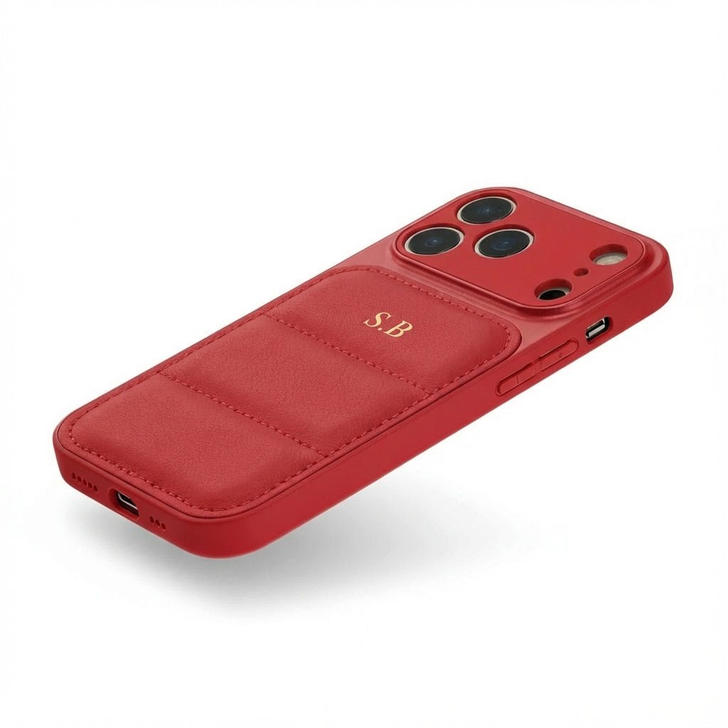 Red Personalized iPhone Leather Case - Snap Bands