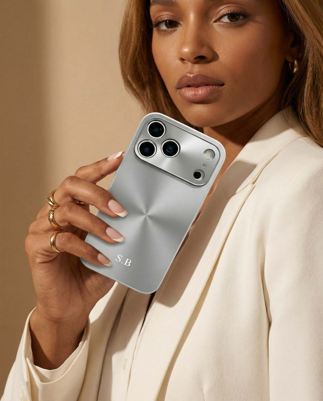 Silver Flashy Alu iPhone Case - Snap Bands