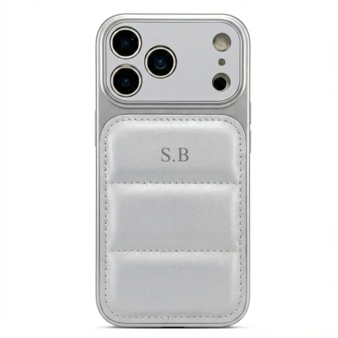 Silver Personalized iPhone Leather Case - Snap Bands
