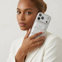 Silver Personalized iPhone Leather Case - Snap Bands