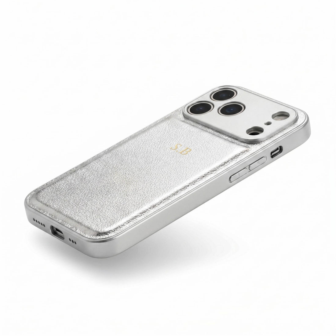 Silver Personalized Leather iPhone Case - Snap Bands