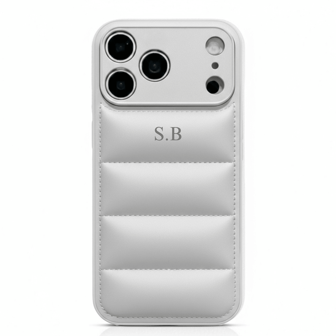 Silver Puffer Leather iPhone Case - Snap Bands
