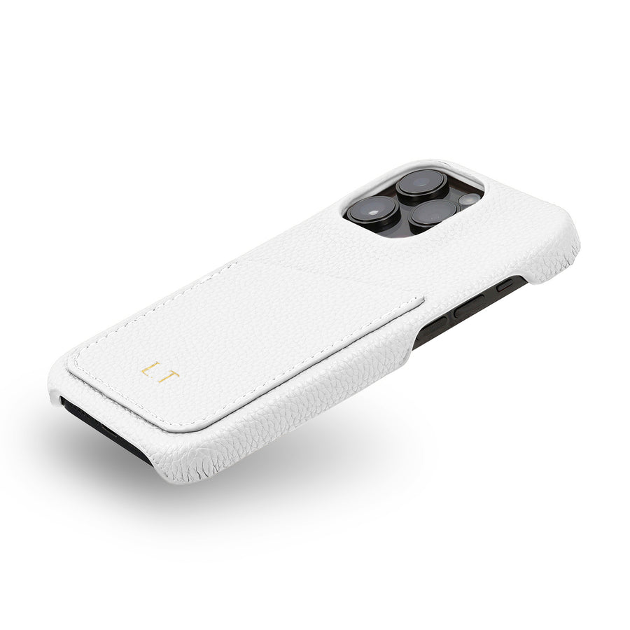 White Card Holder Leather iPhone Case