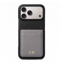 Black Personalized Leather iPhone Case with Card Holder