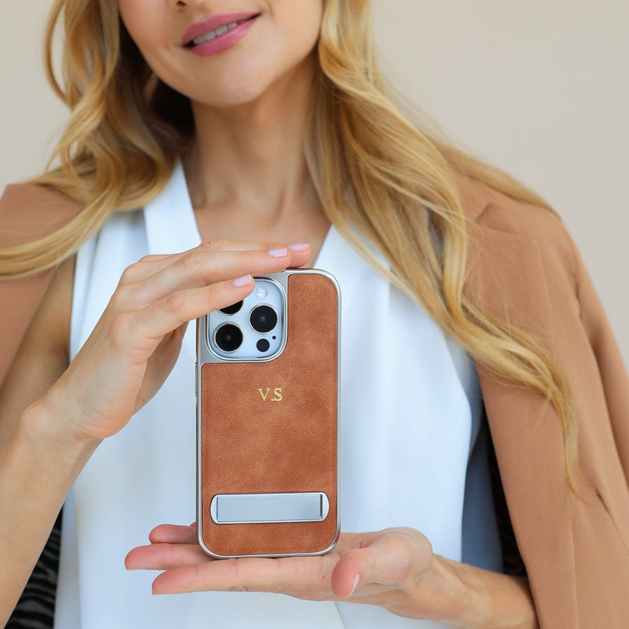 Suede iPhone Case With Stand - Snap Bands