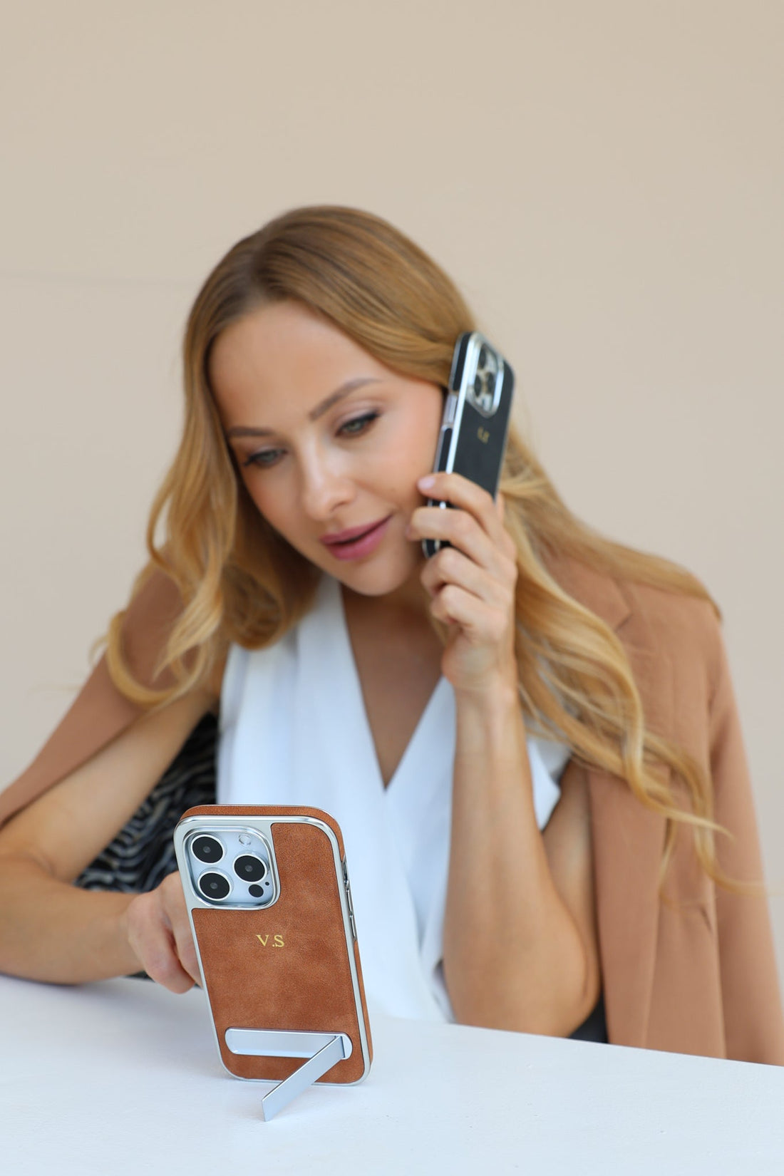 Suede iPhone Case With Stand - Snap Bands