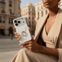 White Heart Ring Leather iPhone Case - Snap Bands