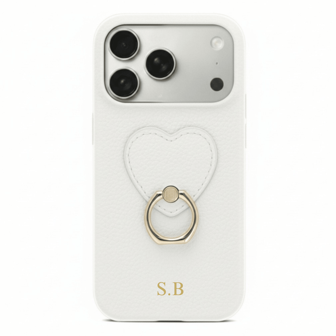 White Heart Ring Leather iPhone Case - Snap Bands