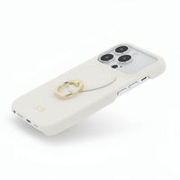 White Heart Ring Leather iPhone Case - Snap Bands