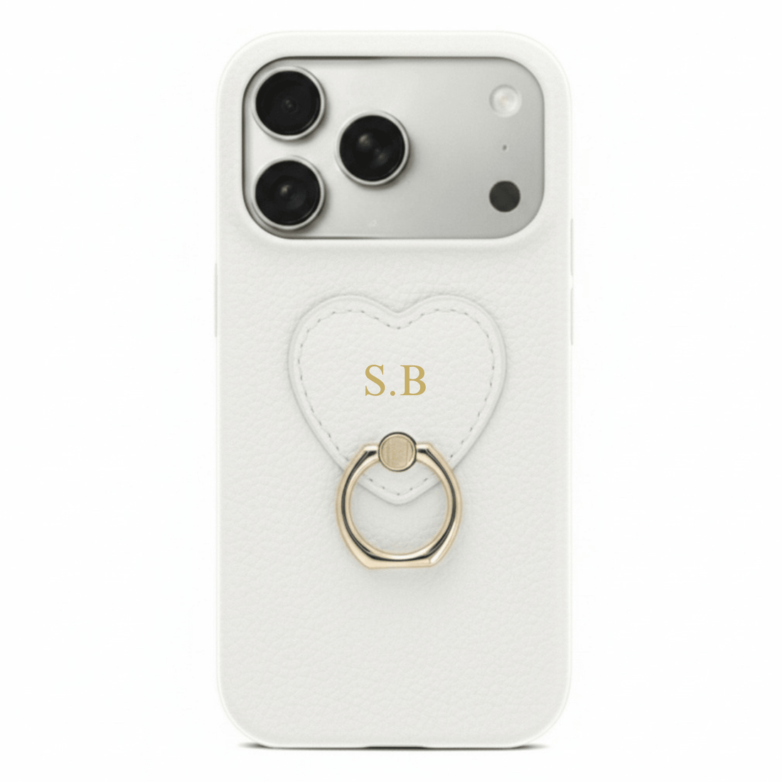 White Heart Ring Leather iPhone Case - Snap Bands