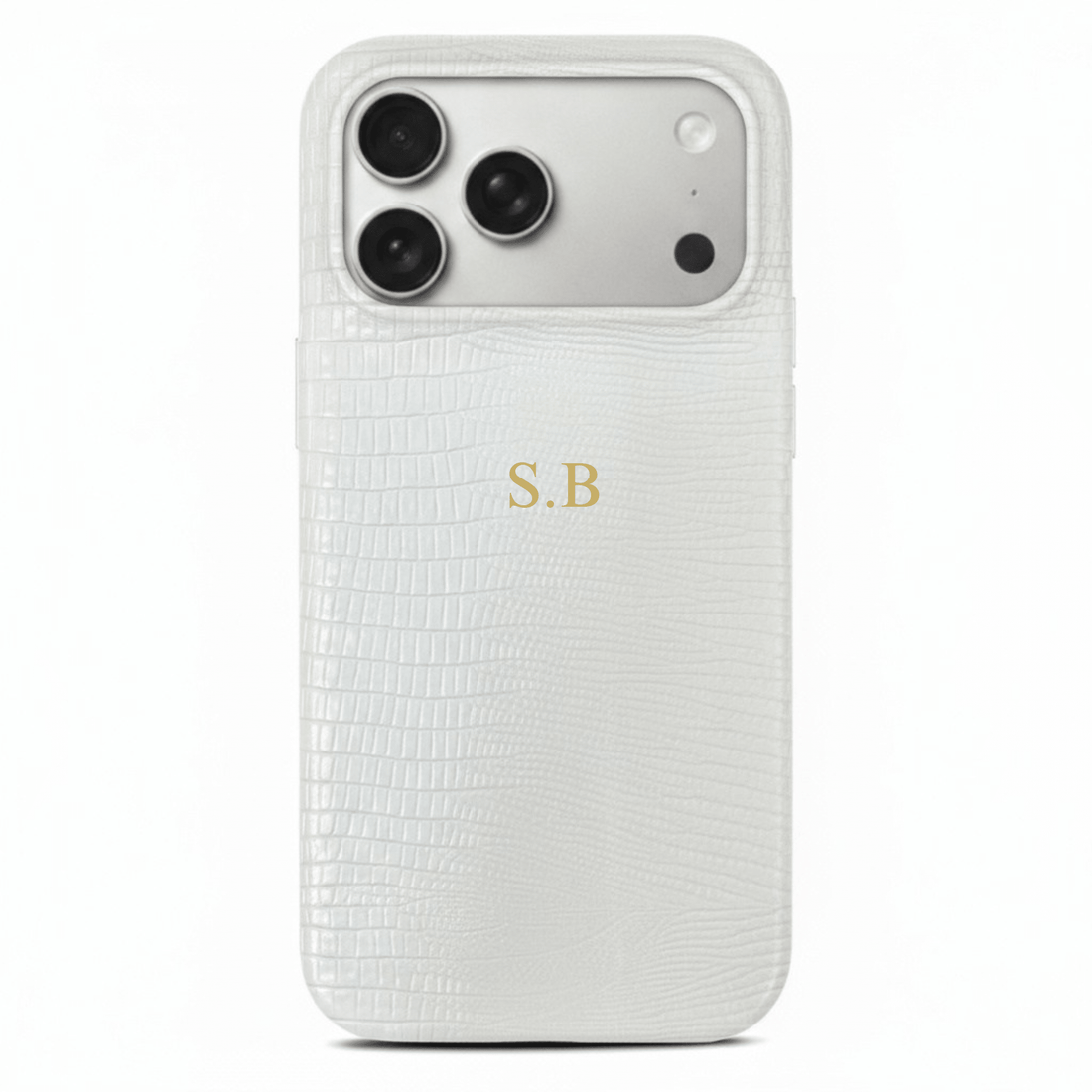 White Leather Snake iPhone Case - Snap Bands