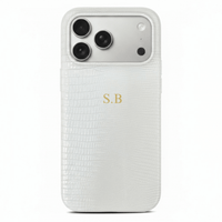 White Leather Snake iPhone Case - Snap Bands
