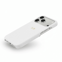 White Pebble Leather iPhone Case - Snap Bands