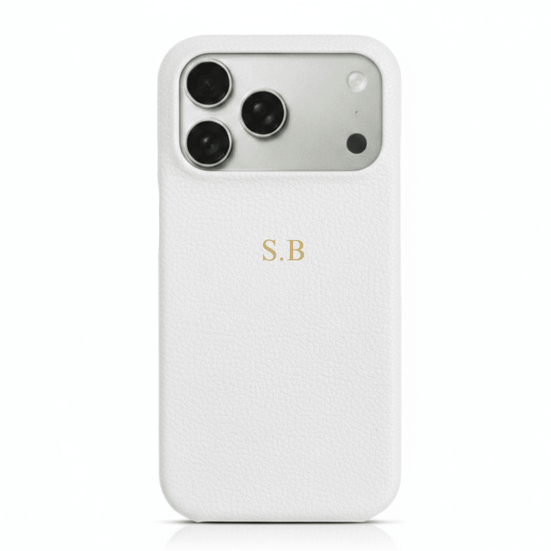 White Pebble Leather iPhone Case - Snap Bands