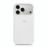 White Pebble Leather iPhone Case - Snap Bands