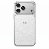 White Personalized iPhone Case With Leather - Snap Bands