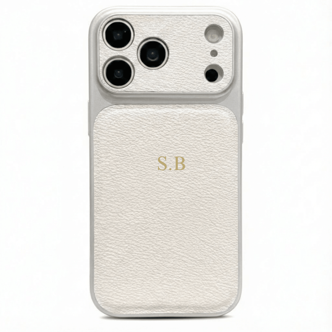 White Personalized iPhone Case With Leather - Snap Bands