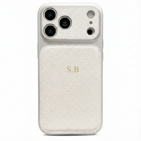 White Personalized iPhone Case With Leather - Snap Bands