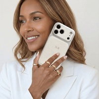 White Personalized iPhone Case With Leather - Snap Bands