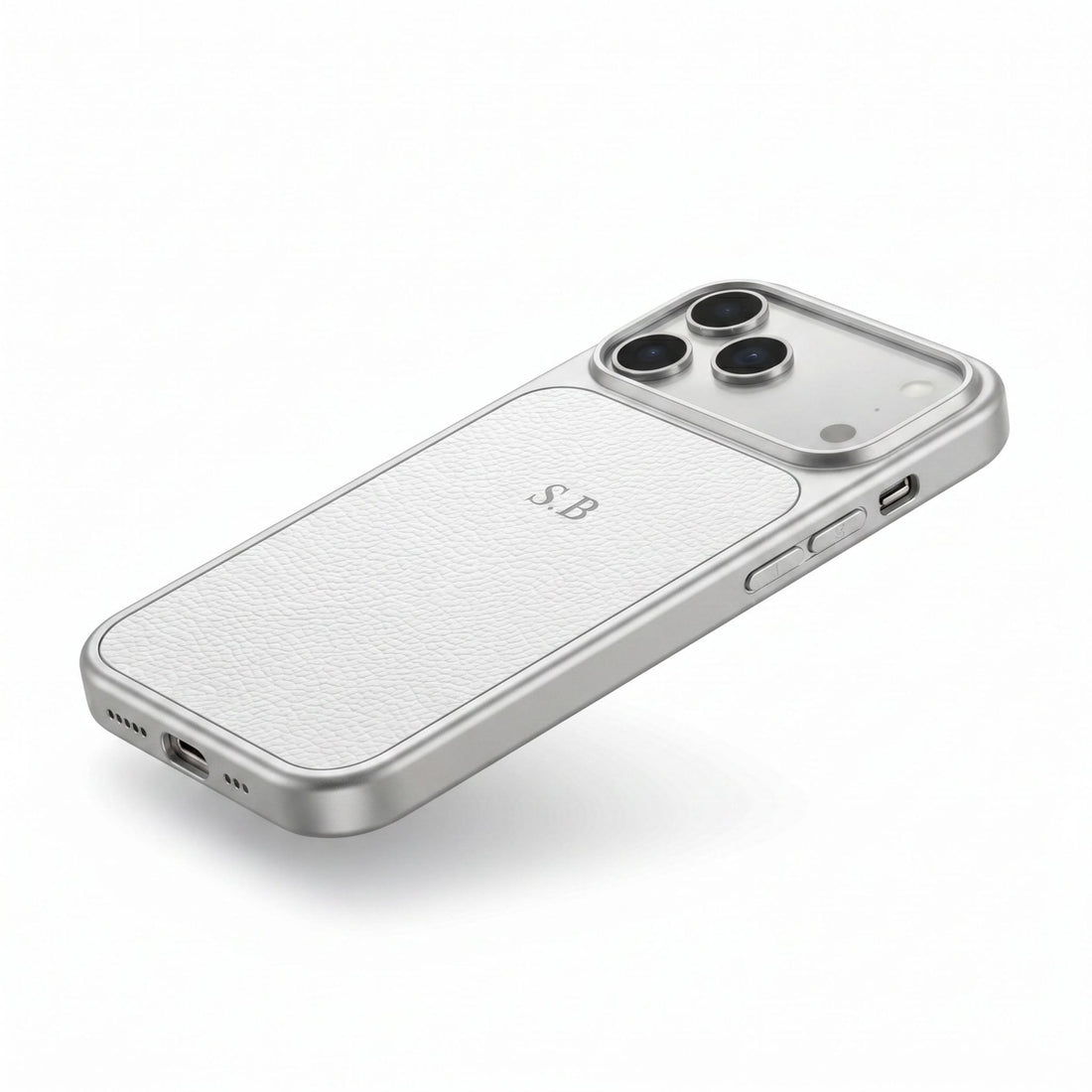 White Personalized iPhone Case With Leather - Snap Bands