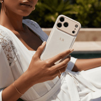White Personalized Leather iPhone Case - Snap Bands