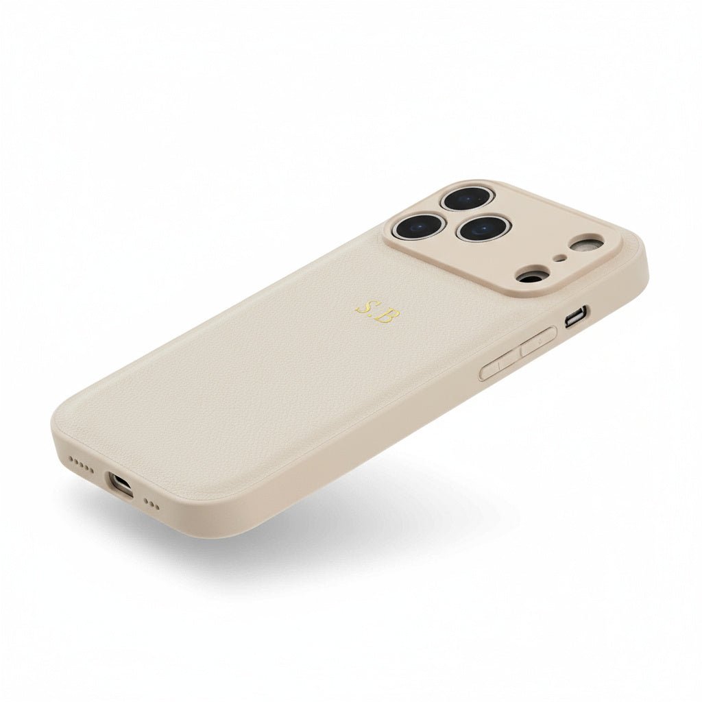 White Personalized Leather iPhone Case - Snap Bands