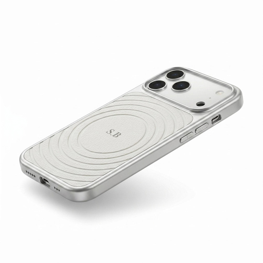 White Personalized Magnetic iPhone Case With Leather - Snap Bands