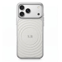 White Personalized Magnetic iPhone Case With Leather - Snap Bands