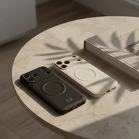 White Personalized Magnetic Leather iPhone Case - Snap Bands