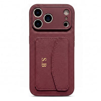 Wine Leather iPhone Case With Card Holder - #Snap Bands#