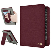 Wine Leather Kindle Case with Hand Strap and Stand - Snap Bands