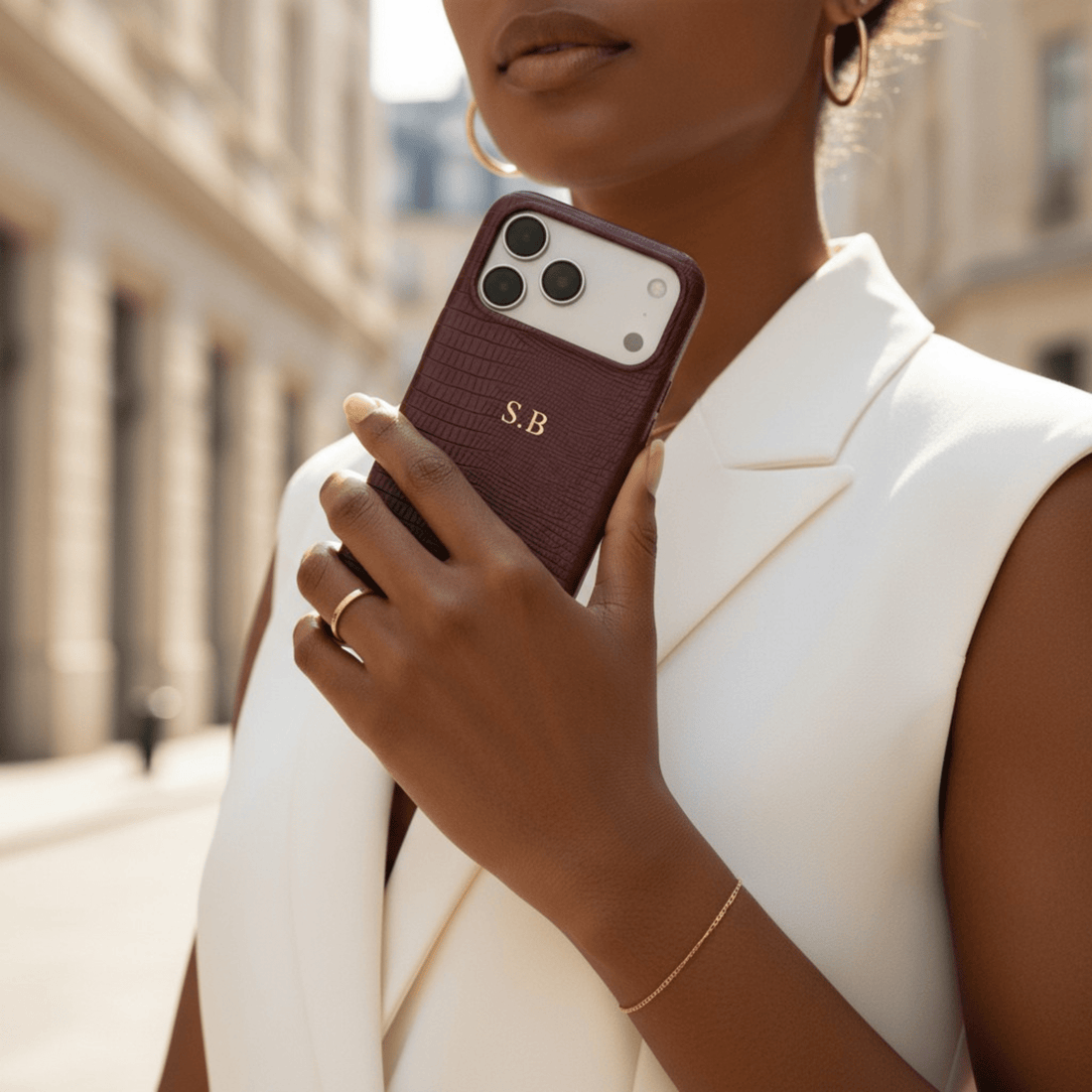 Wine Leather Snake iPhone Case - Snap Bands