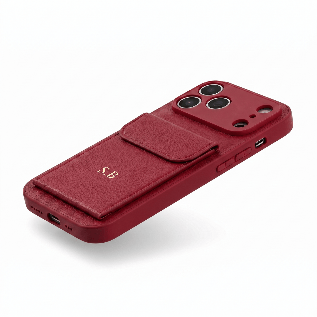 Wine Personalized Leather iPhone Case With Card Holder - Snap Bands
