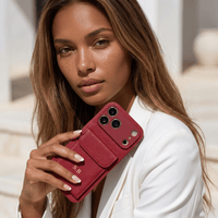 Wine Personalized Leather iPhone Case With Card Holder - Snap Bands
