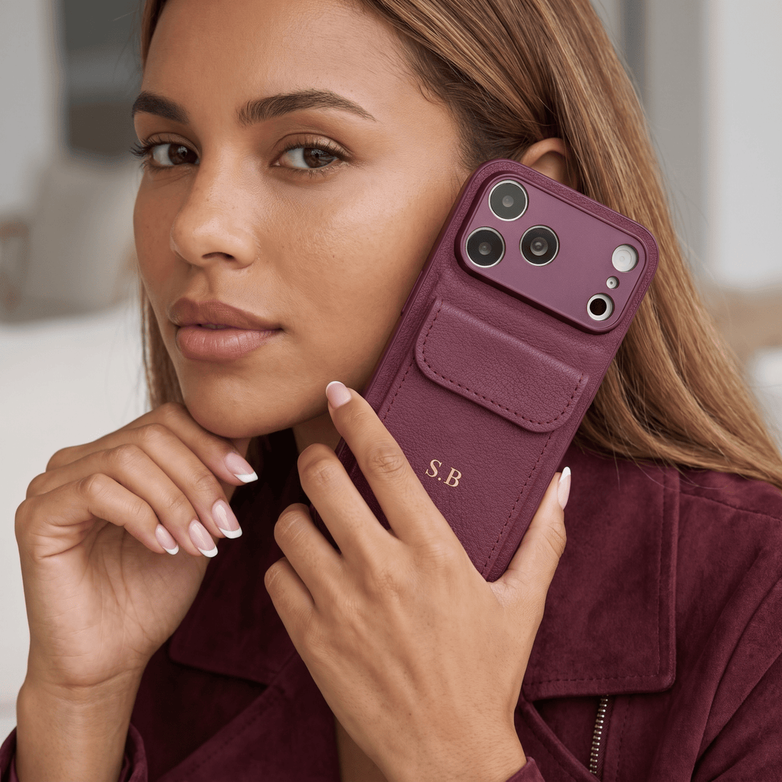 Wine Personalized Leather iPhone Case With Card Holder - #Snap Bands#