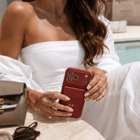 Wine Personalized Leather iPhone Case With Card Holder - Snap Bands
