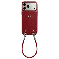 Wine Personalized Leather iPhone Case with Strap Handle - Snap Bands