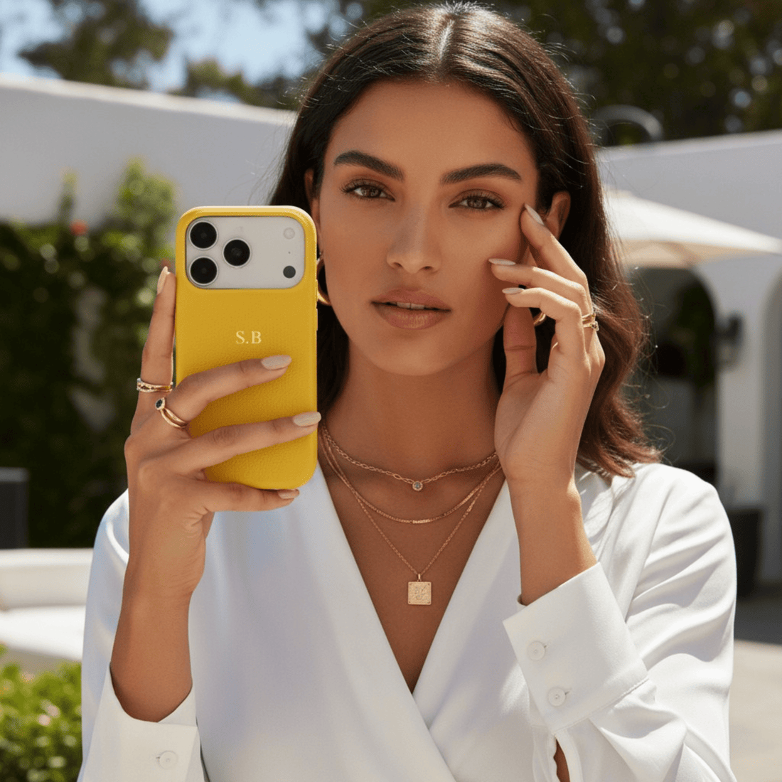 Yellow Leather iPhone Case - Snap Bands