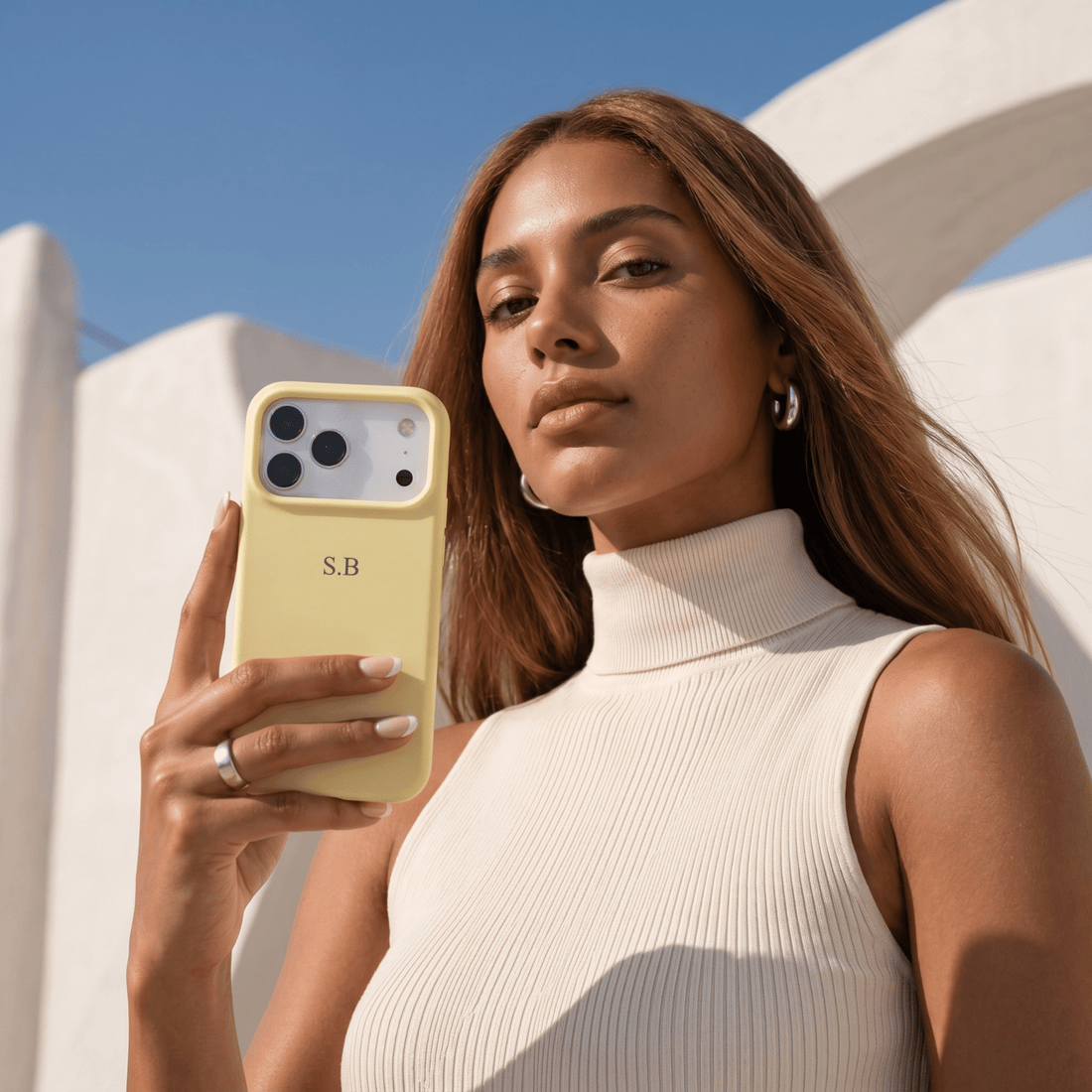 Yellow Personalized Liquid Silicone iPhone Case - Snap Bands